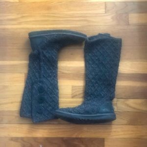 Gray crocheted Ugg’s with button detail